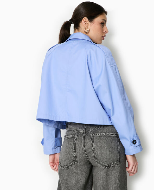 Trench court en toile bleu - Pimkie