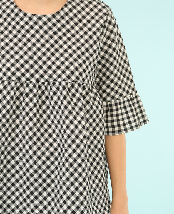 Blouse popeline vichy blanc - Pimkie