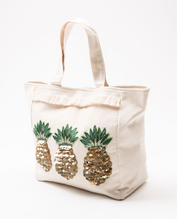 Grand cabas ananas écru - Pimkie
