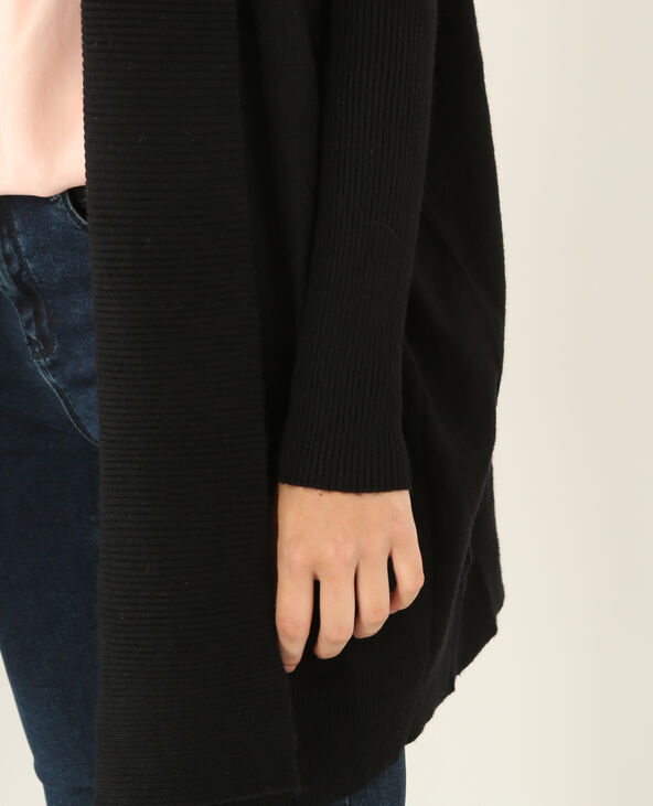 Gilet long à côtes noir - Pimkie