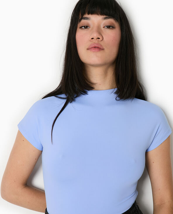 Body manches courtes col montant bleu clair - Pimkie