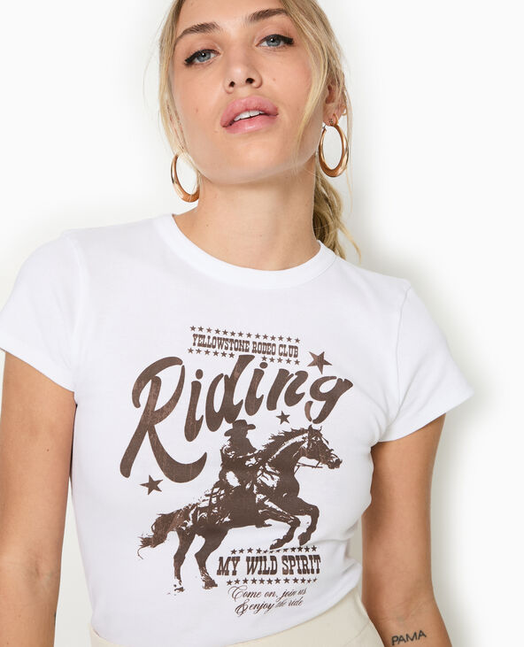 T-shirt ajusté avec print blanc - Pimkie