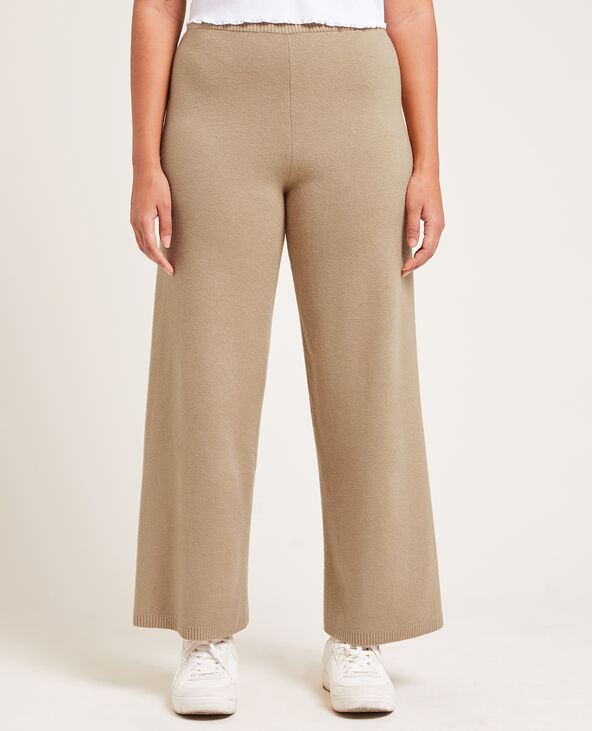 Pantalon large en maille marron - Pimkie