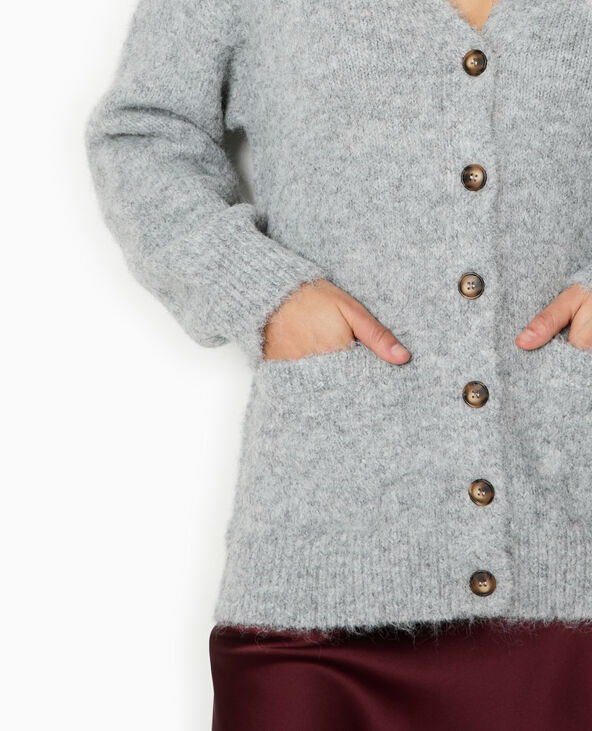 Gilet long en maille douce et poilue gris - Pimkie