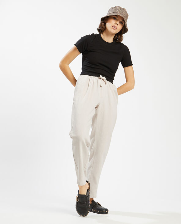 Pantalon taille élastiquée beige - Pimkie