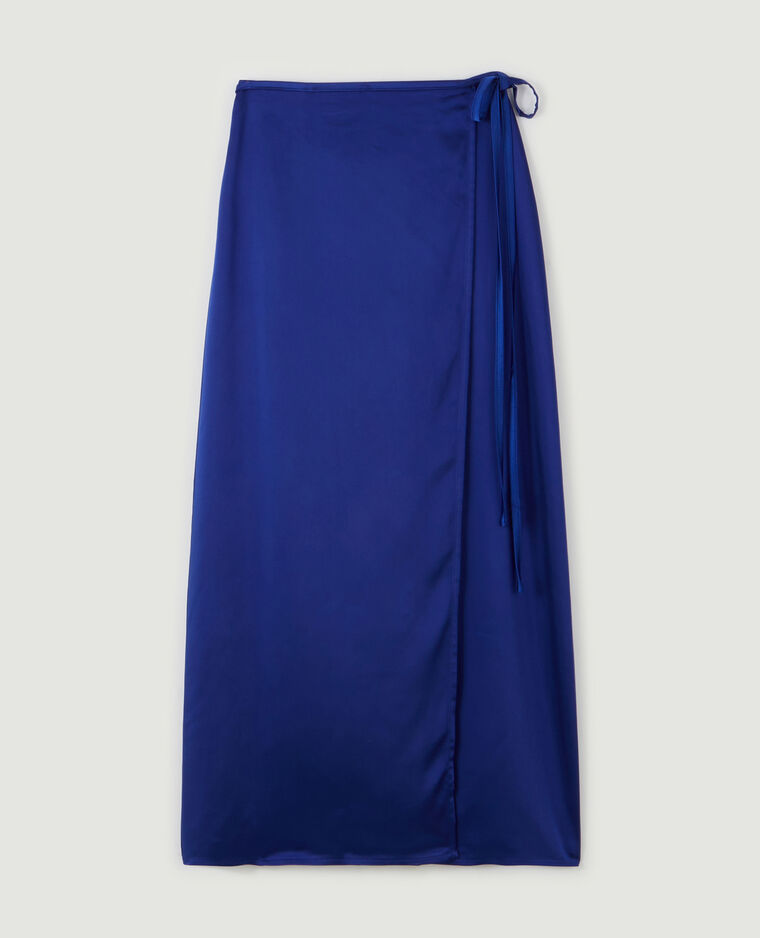 Jupe portefeuille en satin bleu électrique - Pimkie