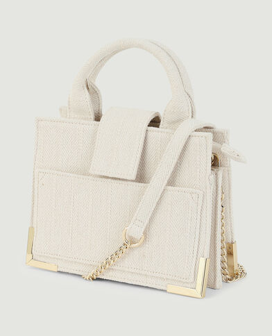Sac rigide carré en tissu effet lin blanc - Pimkie
