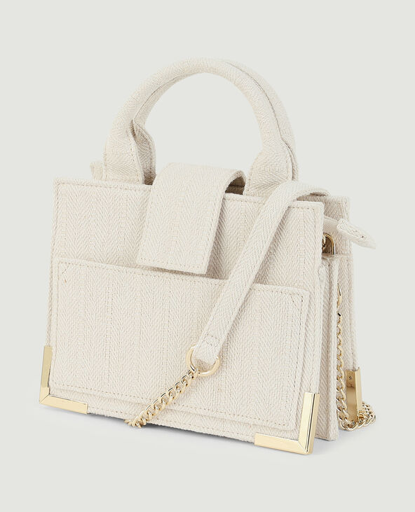 Sac rigide carré en tissu effet lin blanc - Pimkie