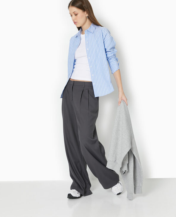 Pantalon large avec pinces gris foncé - Pimkie