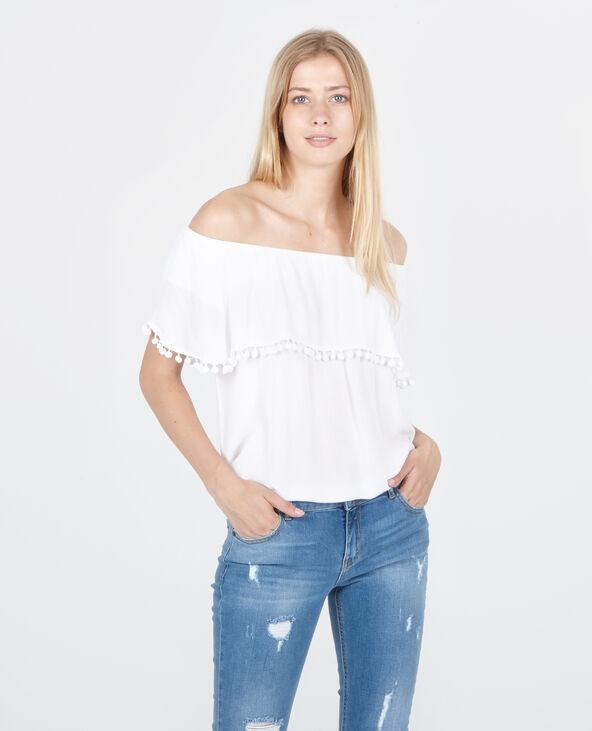 Top à col bardot blanc - Pimkie