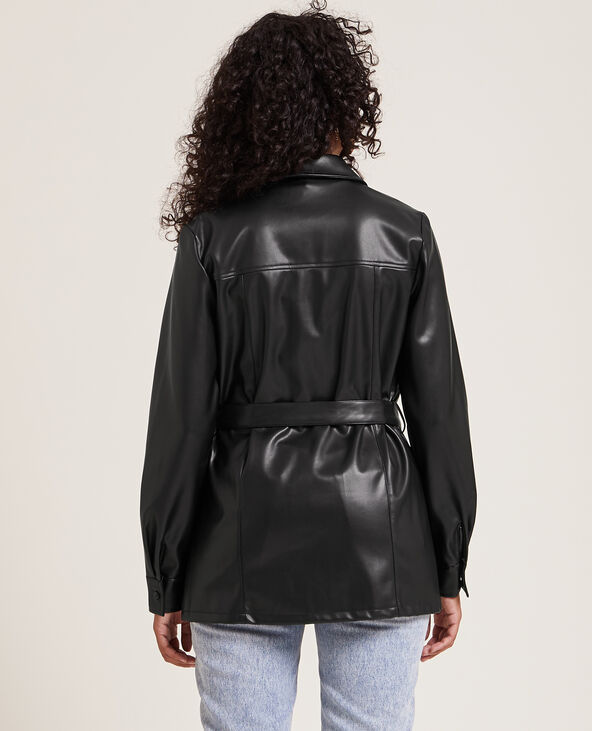 Chemise longue en simili noir - Pimkie