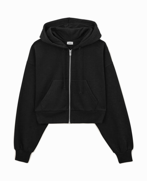 Gilet zippé court à capuche noir - Pimkie
