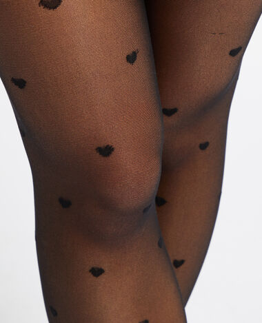 Collants push up cœurs noir - Pimkie