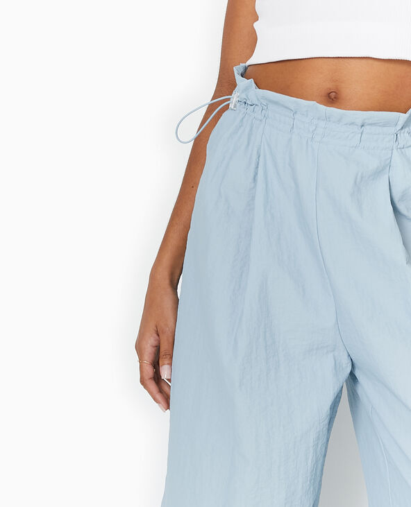 Pantalon large en toile parachute bleu - Pimkie