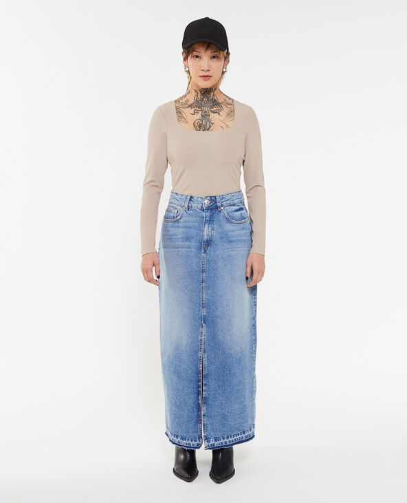 Jupe longue en jean bleu - Pimkie