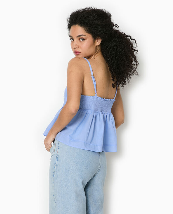 Top à bretelles avec volant bleu - Pimkie