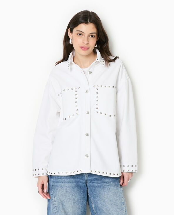 Veste oversize en toile avec clous blanc - Pimkie