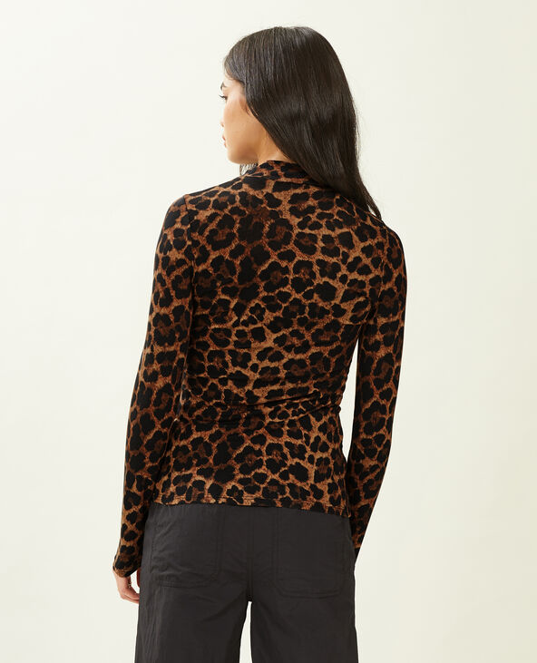 Top manches longues col montant motif léopard camel - Pimkie