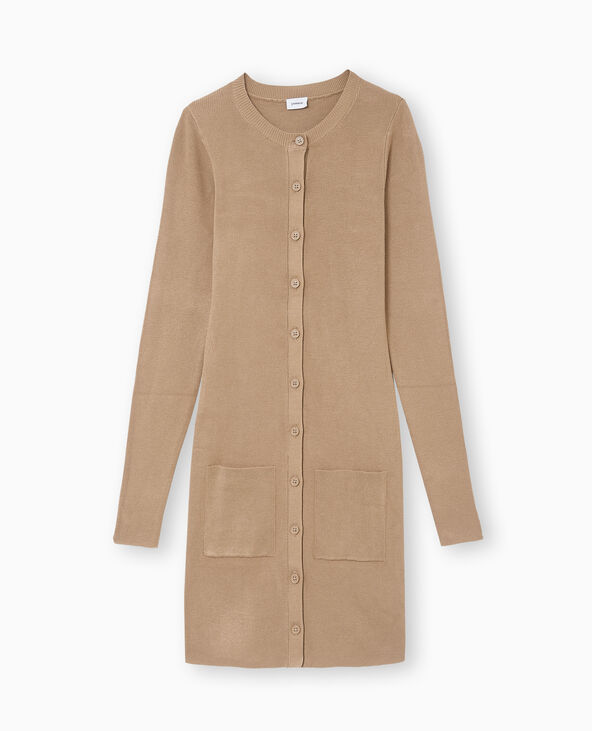 Robe boutonnée en maille camel - Pimkie