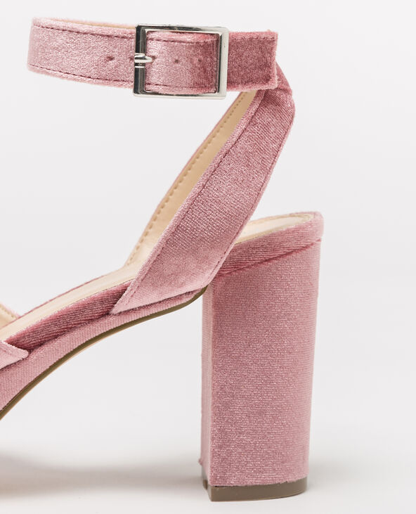 Sandales à plateau velours beige - Pimkie