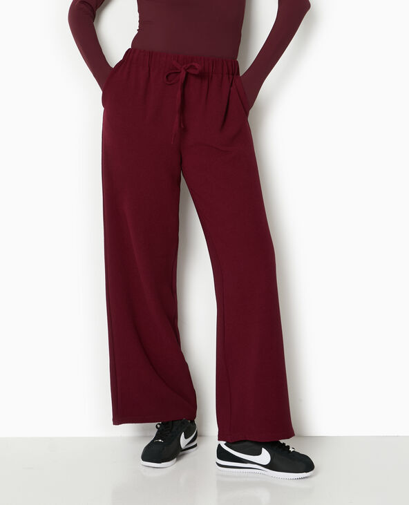 Pantalon fluide en tissu effet crêpe bordeaux - Pimkie