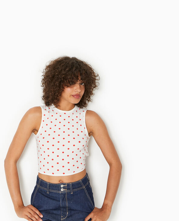Débardeur avec cut-out dos motif pois écru - Pimkie