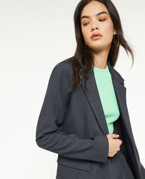Veste blazer droite avec poches gris foncé - Pimkie