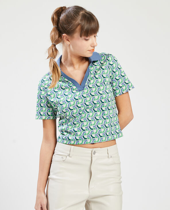 Top court col polo vert olive - Pimkie