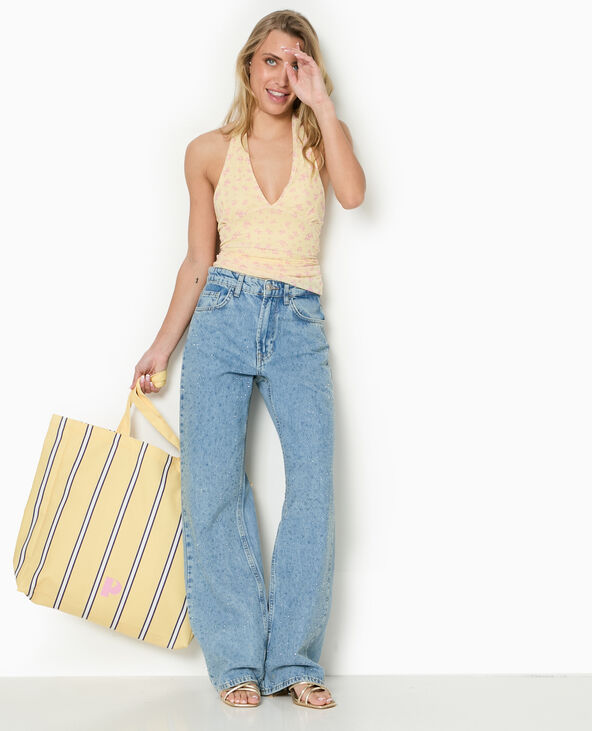 Top dos-nu en résille motif fleurs jaune - Pimkie
