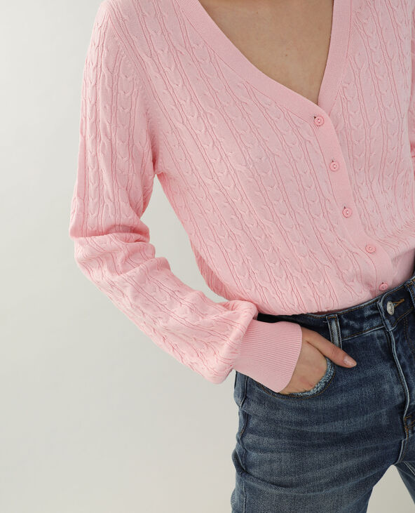 Gilet torsadé rose - Pimkie