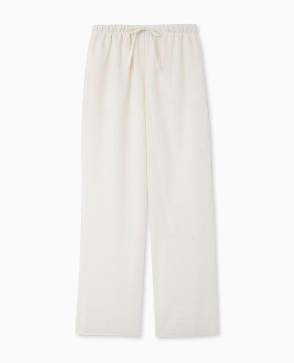 Pantalon droit et large avec ceinture coulissée blanc - Pimkie
