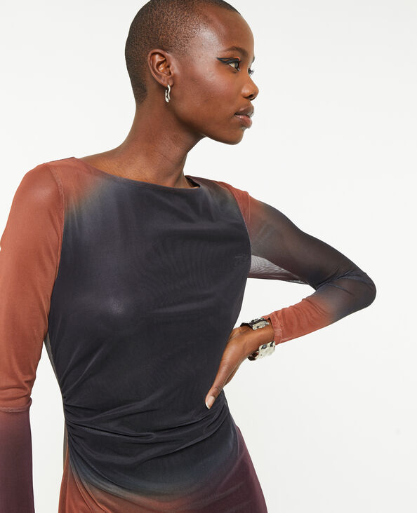 Robe longue en micro-mesh orange - Pimkie