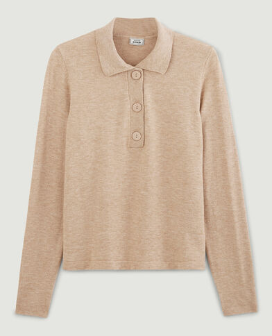 Pull col polo beige - Pimkie