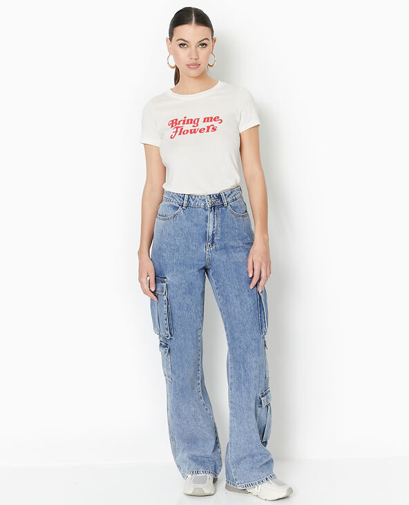 T-shirt manches courtes avec print écru - Pimkie