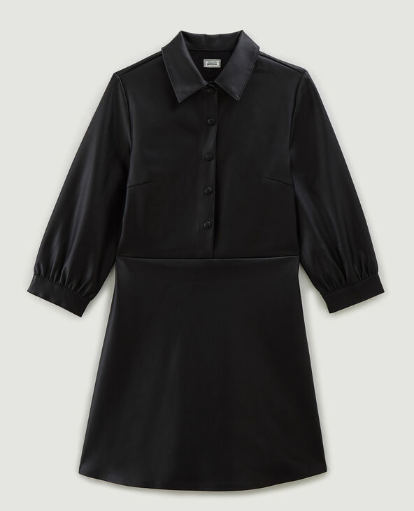 Robe courte en simili cuir noir - Pimkie