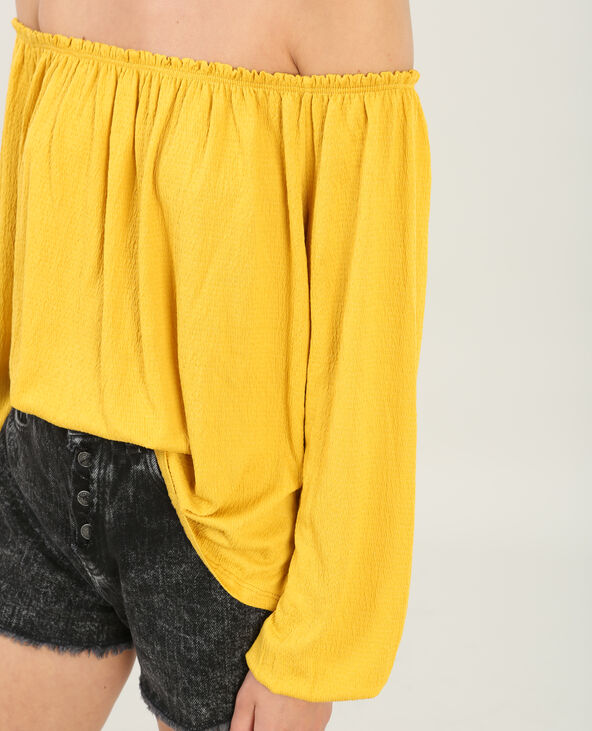 Blouse col bardot jaune ocre - Pimkie