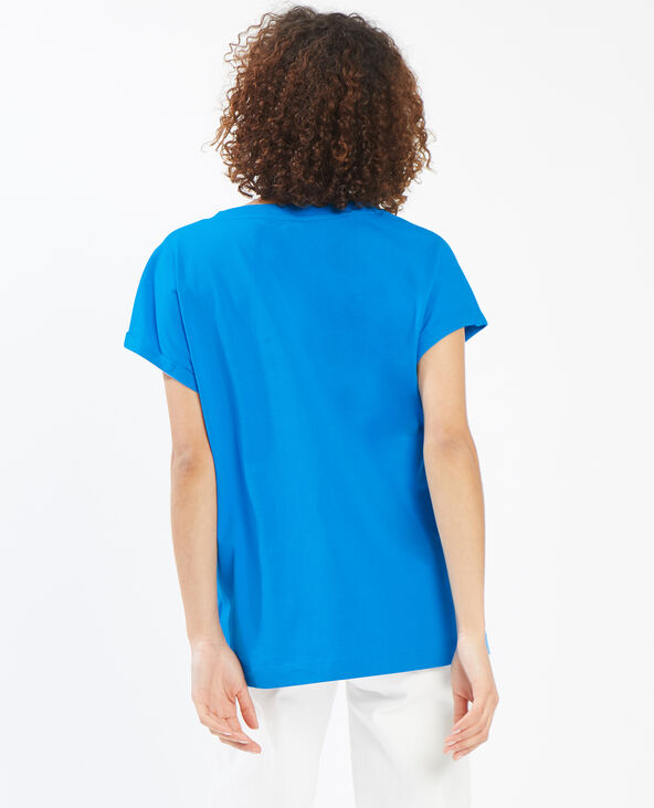 T-shirt col V bleu électrique - Pimkie