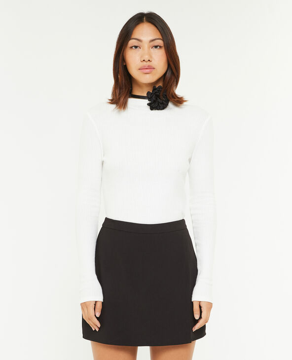 Pull fin en maille côtelée col cheminée blanc - Pimkie