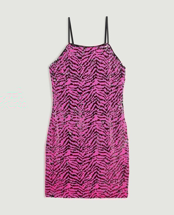 Robe courte avec sequins rose - Pimkie