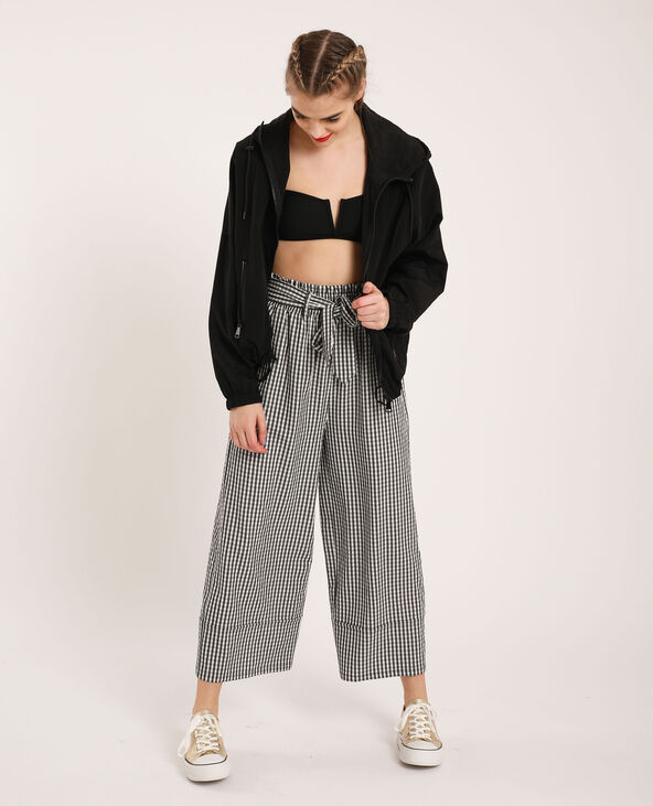 Pantalon large à carreaux noir - Pimkie