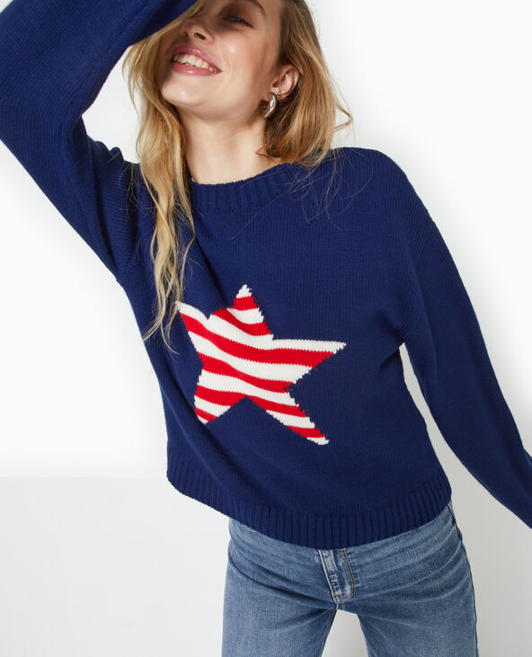 Pull en maille avec étoile bleu marine - Pimkie