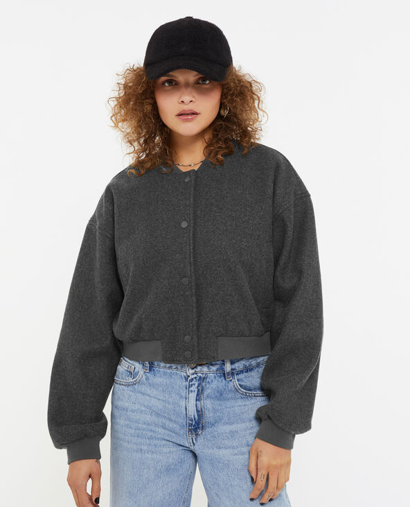 Blouson bomber facon drap de laine