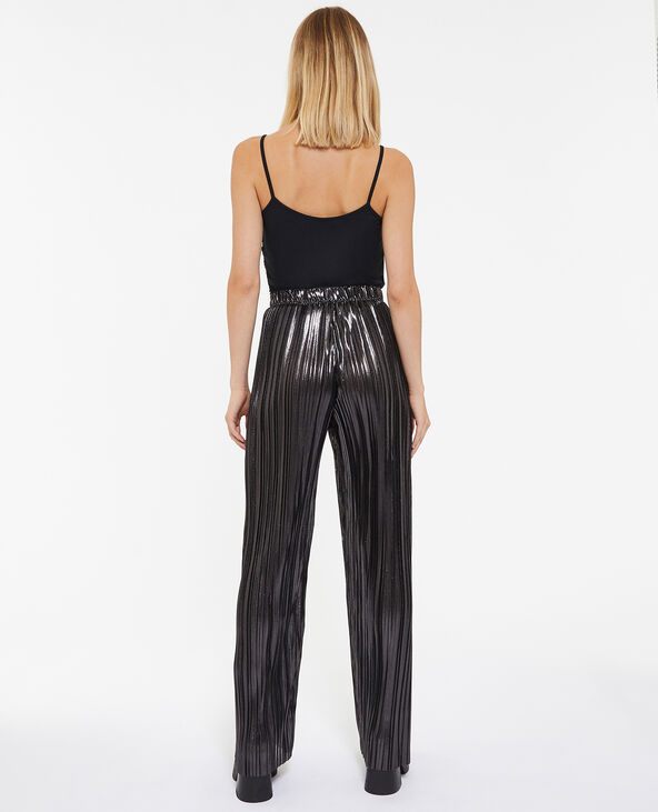 Pantalon plissé en tissu brillant argenté - Pimkie