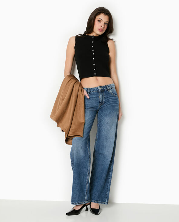 Top boutonné en maille fine noir - Pimkie