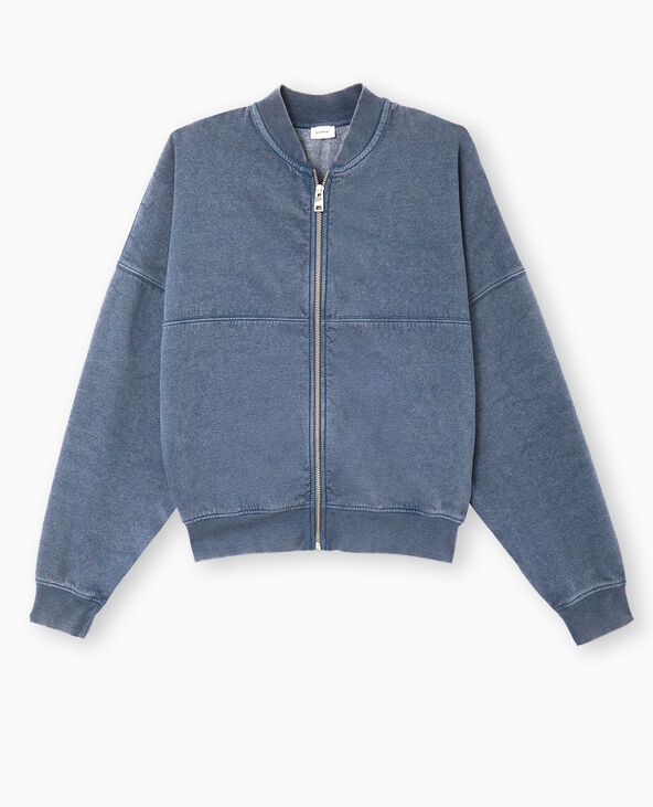Sweat molleton zippé forme bomber gris foncé - Pimkie