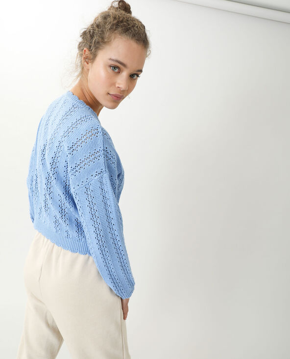 Gilet maille ajourée bleu - Pimkie