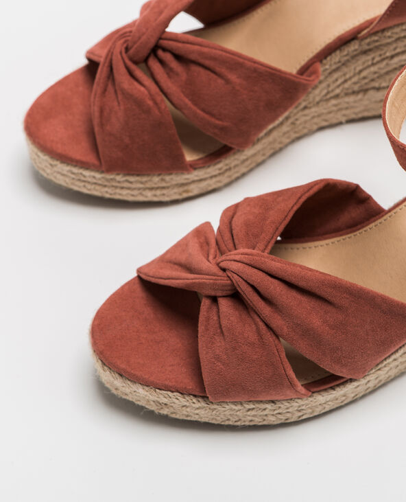 Sandales compensées en paille vieux rose - Pimkie