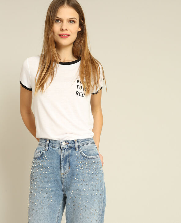T-shirt Born to be real blanc - Pimkie