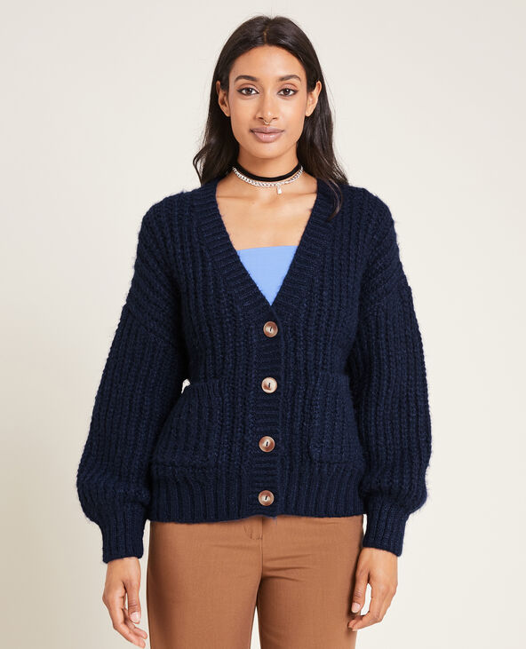 Gilet en grosses mailles bleu marine - Pimkie