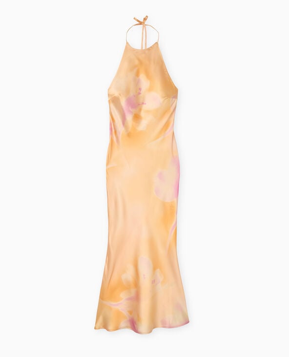 Robe longue dos-nu forme sirène en satin rose clair - Pimkie